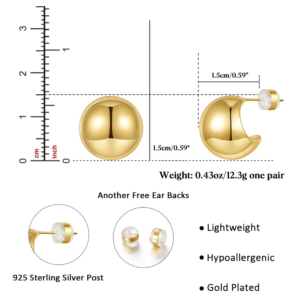 Chunky Gold Dome Hoop Earrings