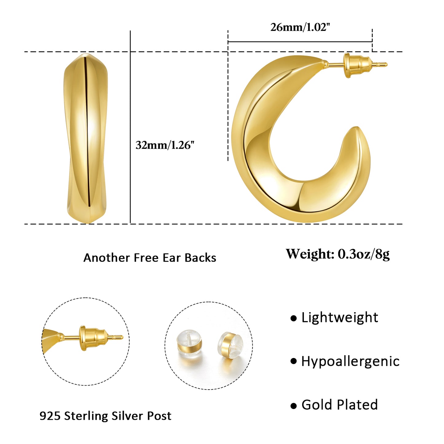 Gold Irregular Chunky Hoop Earrings