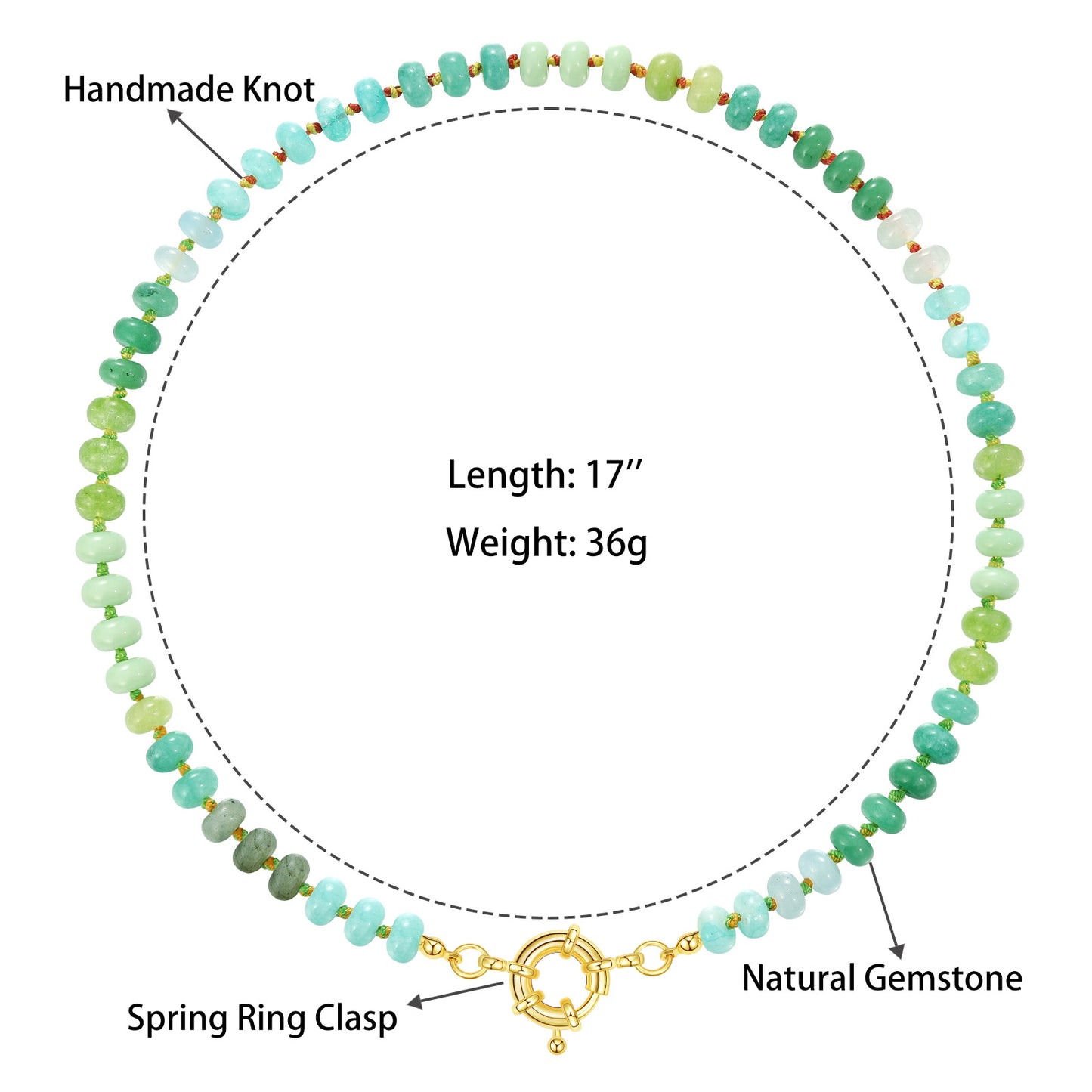 KissYan Beaded Gemstone Necklace Colorful Boho Bead Choker