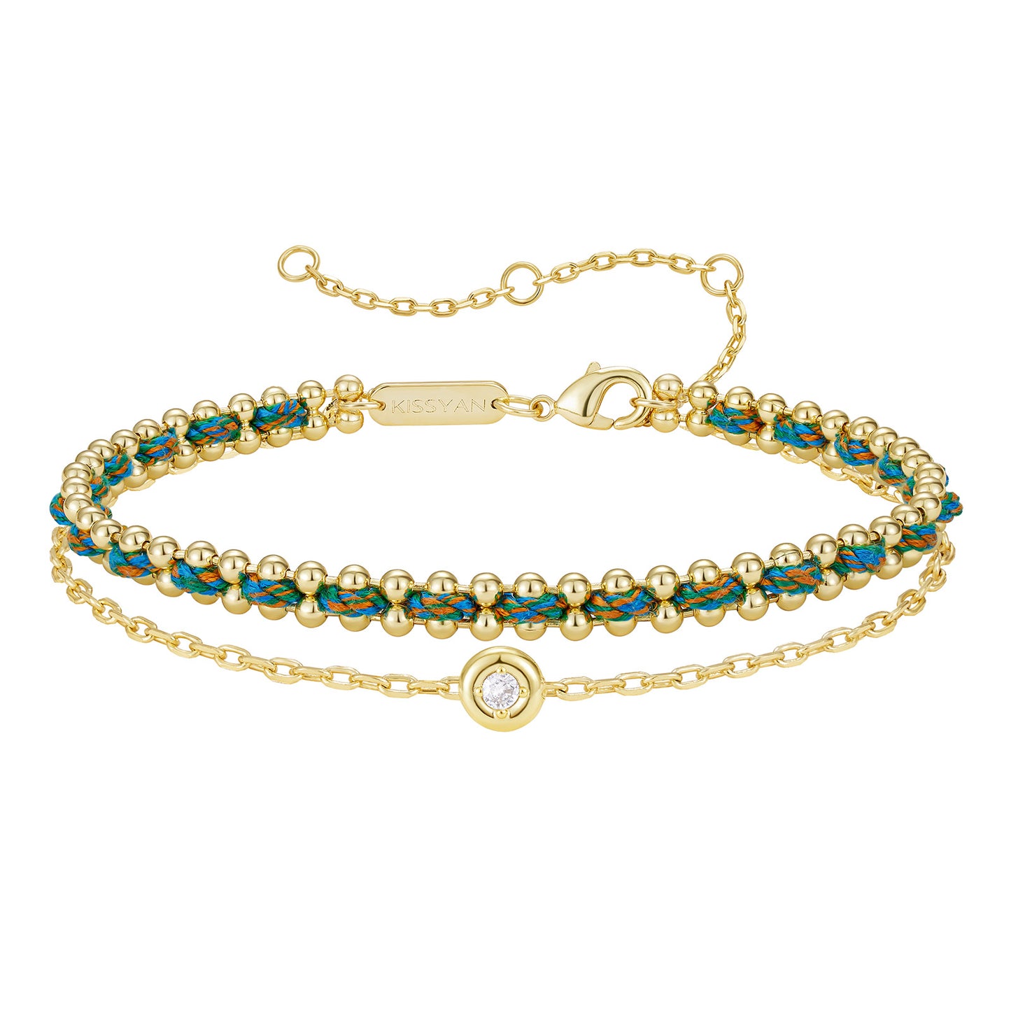 KissYan Adjustable Sports String  Stackable Bracelet 14K Gold Plated