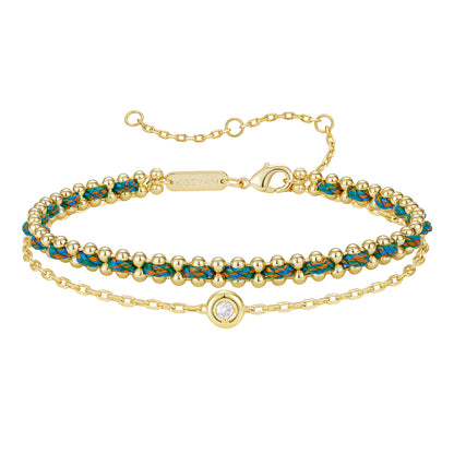 KissYan Adjustable Sports String  Stackable Bracelet 14K Gold Plated