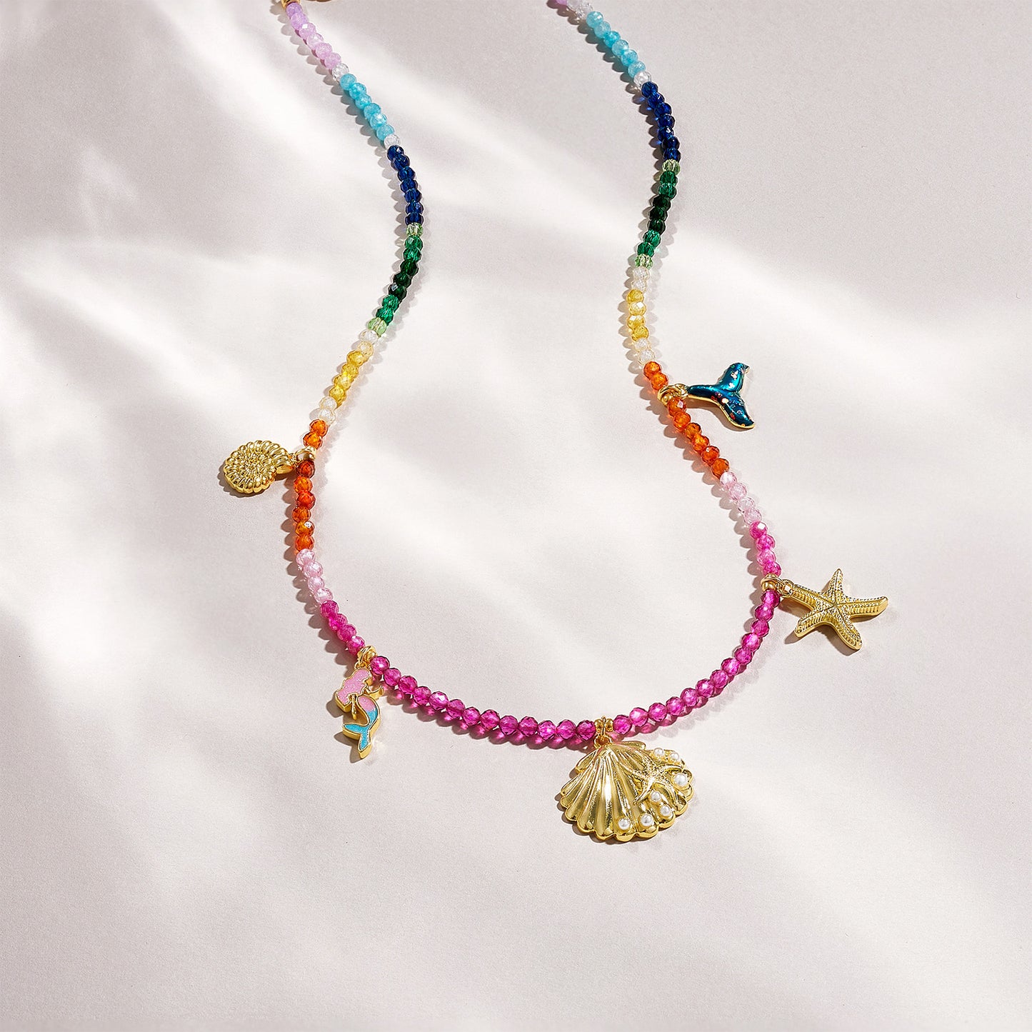 KissYan Beaded Necklace Beach Shell Star Starfish Mermaid