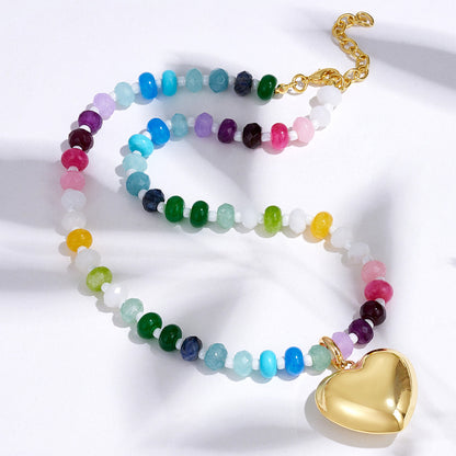 KissYan Beaded Bubble Puffy Heart Necklaces Colorful Choker