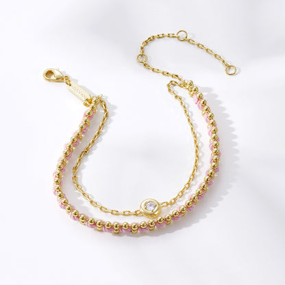 KissYan Adjustable Sports String  Stackable Bracelet 14K Gold Plated