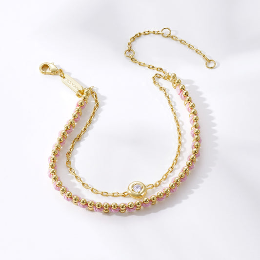 KissYan Adjustable Sports String  Stackable Bracelet 14K Gold Plated