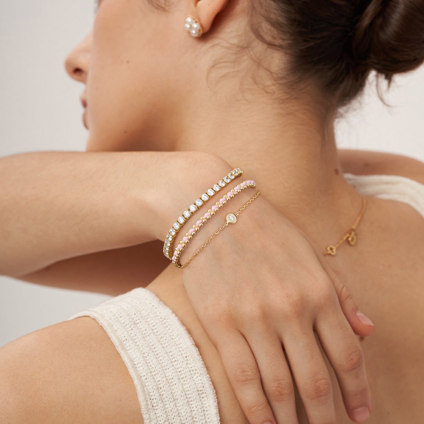 KissYan Adjustable Sports String  Stackable Bracelet 14K Gold Plated