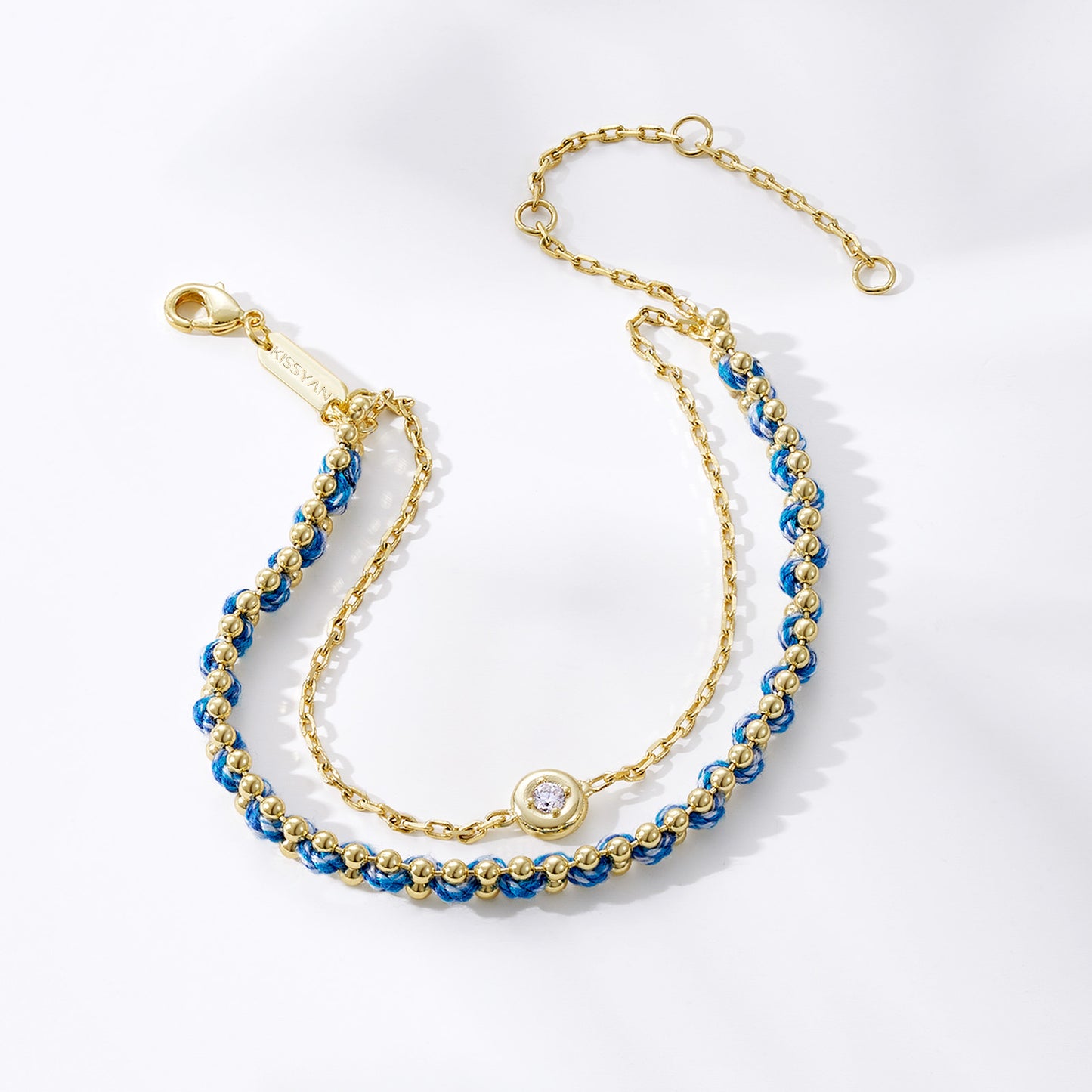 KissYan Adjustable Sports String  Stackable Bracelet 14K Gold Plated