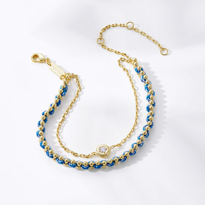 KissYan Adjustable Sports String  Stackable Bracelet 14K Gold Plated