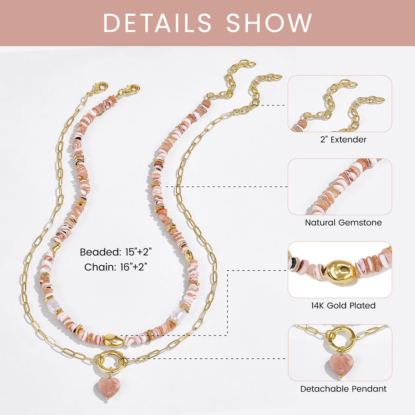 KissYan Necklaces Layered Paperclip Choker with Heart Pendant