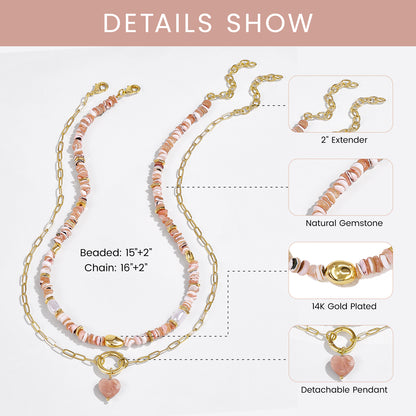 KissYan Necklaces Layered Paperclip Choker with Heart Pendant