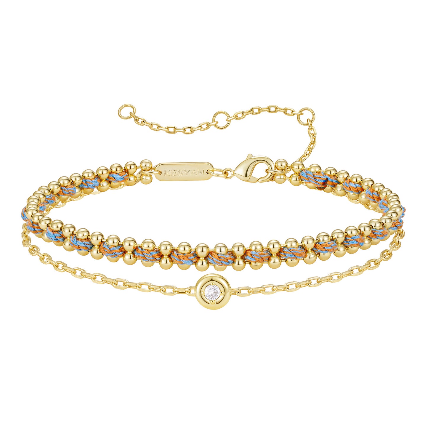 KissYan Adjustable Sports String  Stackable Bracelet 14K Gold Plated
