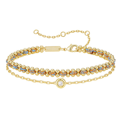 KissYan Adjustable Sports String  Stackable Bracelet 14K Gold Plated