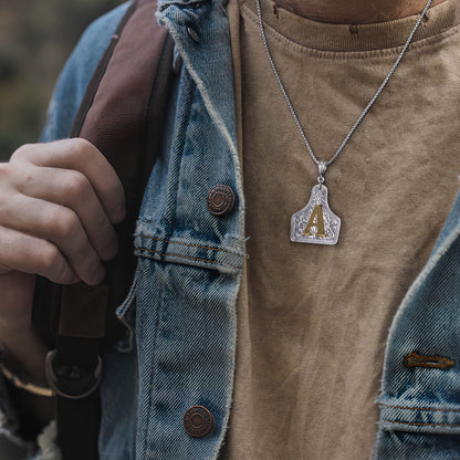 KISSYAN Letter Pendant CowTag Initial Necklace