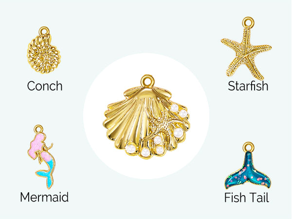 KissYan Beaded Necklace Beach Shell Star Starfish Mermaid