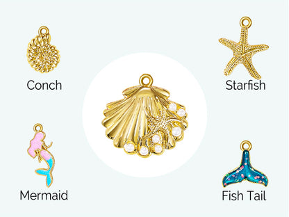 KissYan Beaded Necklace Beach Shell Star Starfish Mermaid