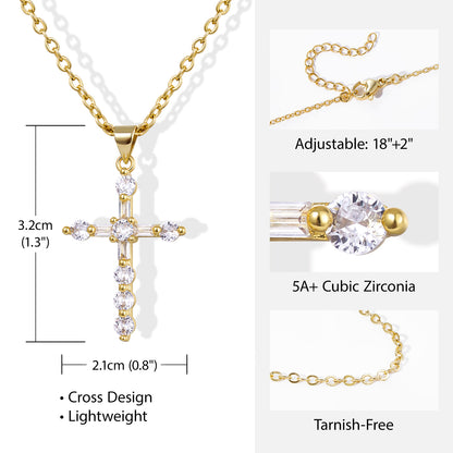 KissYan Cross Necklace Cubic Zirconia Faith Pendant