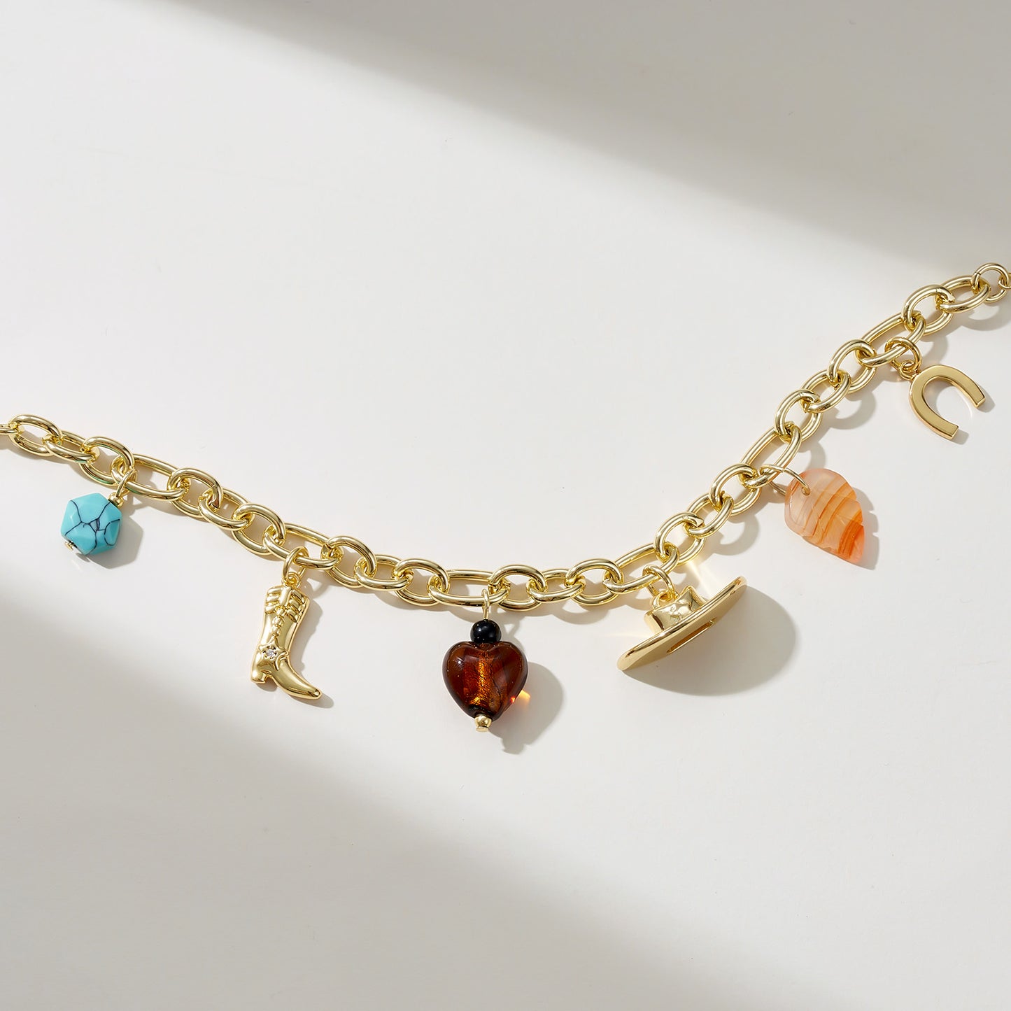 KissYan Cowgirl Charm Boot Horseshoe Turquoise Pendant Bracelets