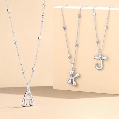 KissYan Bubble Letter Necklace,14K Gold Plated Balloon Initial Pendant with Bead Chain Dainty Jewelry Gift for Women
