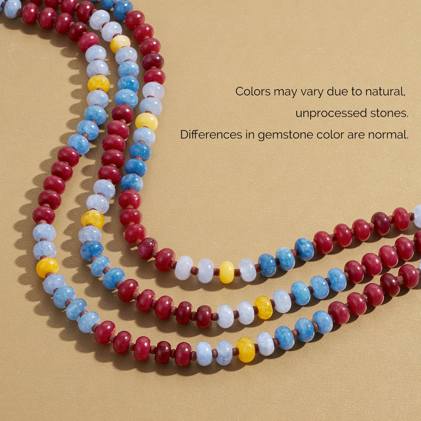 KissYan Colorful Gemstone Bead Boho Choker Natural Stone Necklaces