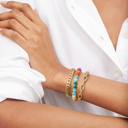 KissYan Beaded Bracelets Colorful Gemstone Boho