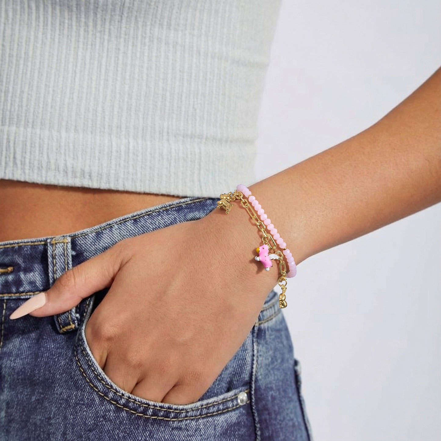 KissYan Adjustable Stackable Enamel Beaded Bracelets for Women