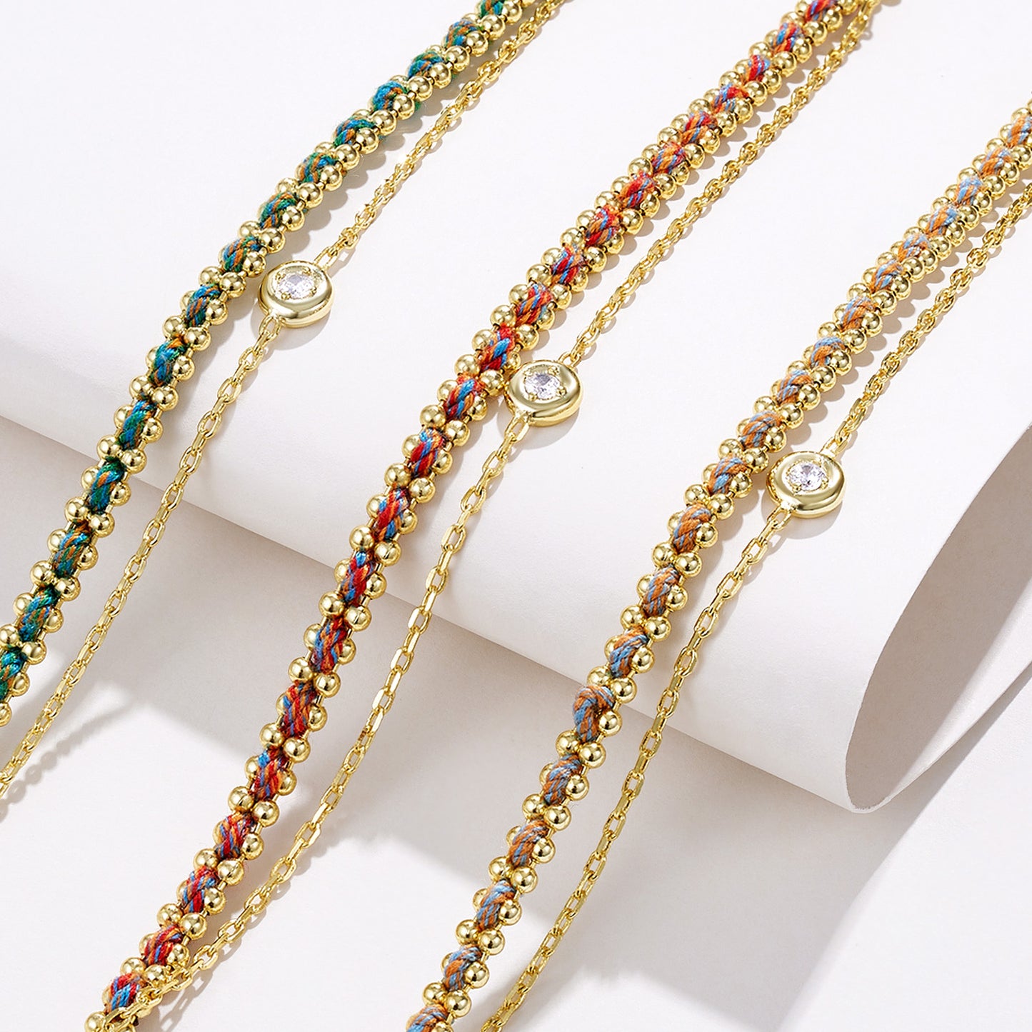 KissYan Adjustable Sports String  Stackable Bracelet 14K Gold Plated