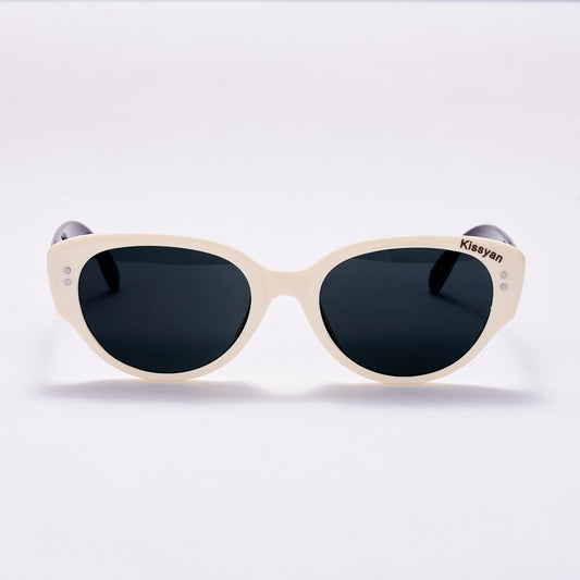 Kissyan Beige Frame Black Temple Sunglasses for Women and Men