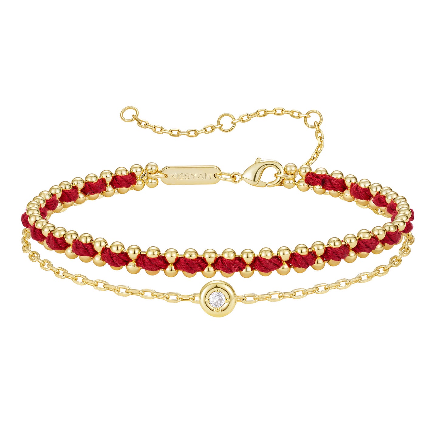 KissYan Adjustable Sports String  Stackable Bracelet 14K Gold Plated