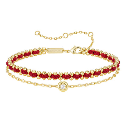 KissYan Adjustable Sports String  Stackable Bracelet 14K Gold Plated