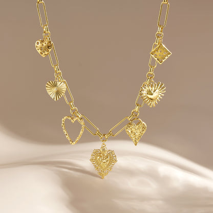 KissYan Chunky Love Heart Pendant Charm Necklace