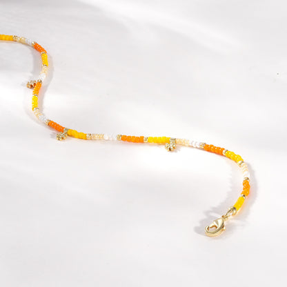 KissYan Beaded Ankle Bracelet with Charm, Waterproof Gift for Women