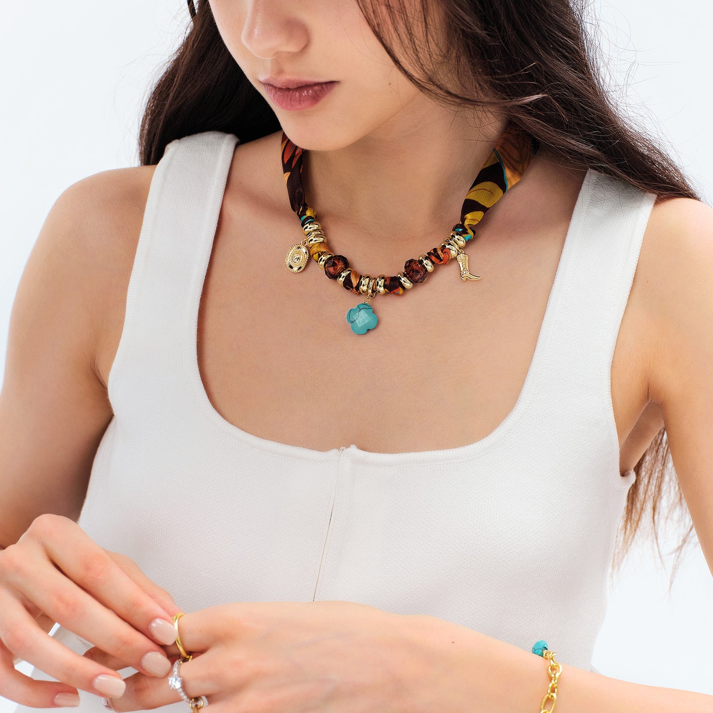 KISSYAN Cowgirl Scarf Charm Necklace