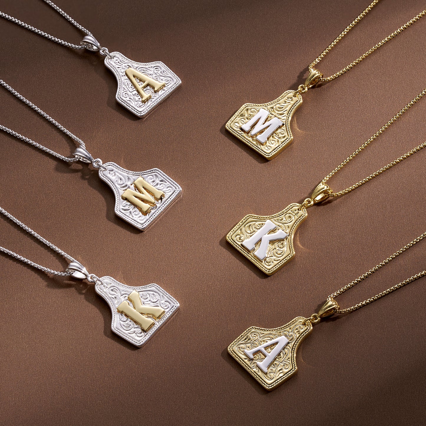 KISSYAN Letter Pendant CowTag Initial Necklace