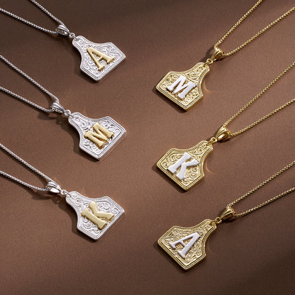 KISSYAN Letter Pendant CowTag Initial Necklace