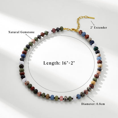 KissYan Colorful Gemstone Bead Boho Choker Natural Stone Necklaces