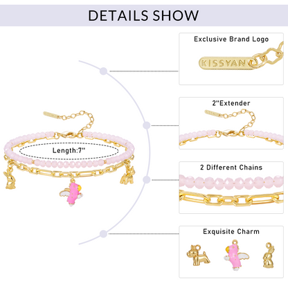 KissYan Adjustable Stackable Enamel Beaded Bracelets for Women