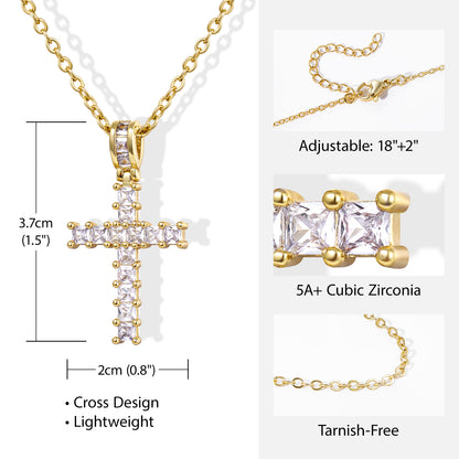 KissYan Cross Necklace Cubic Zirconia Faith Pendant