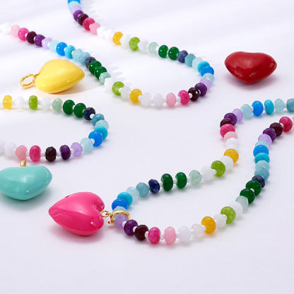 KissYan Beaded Bubble Puffy Heart Necklaces Colorful Choker