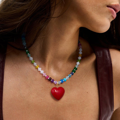 KissYan Beaded Bubble Puffy Heart Necklaces Colorful Choker