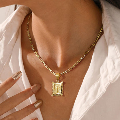 KissYan Cross Square Pendant Faith Christian Necklace