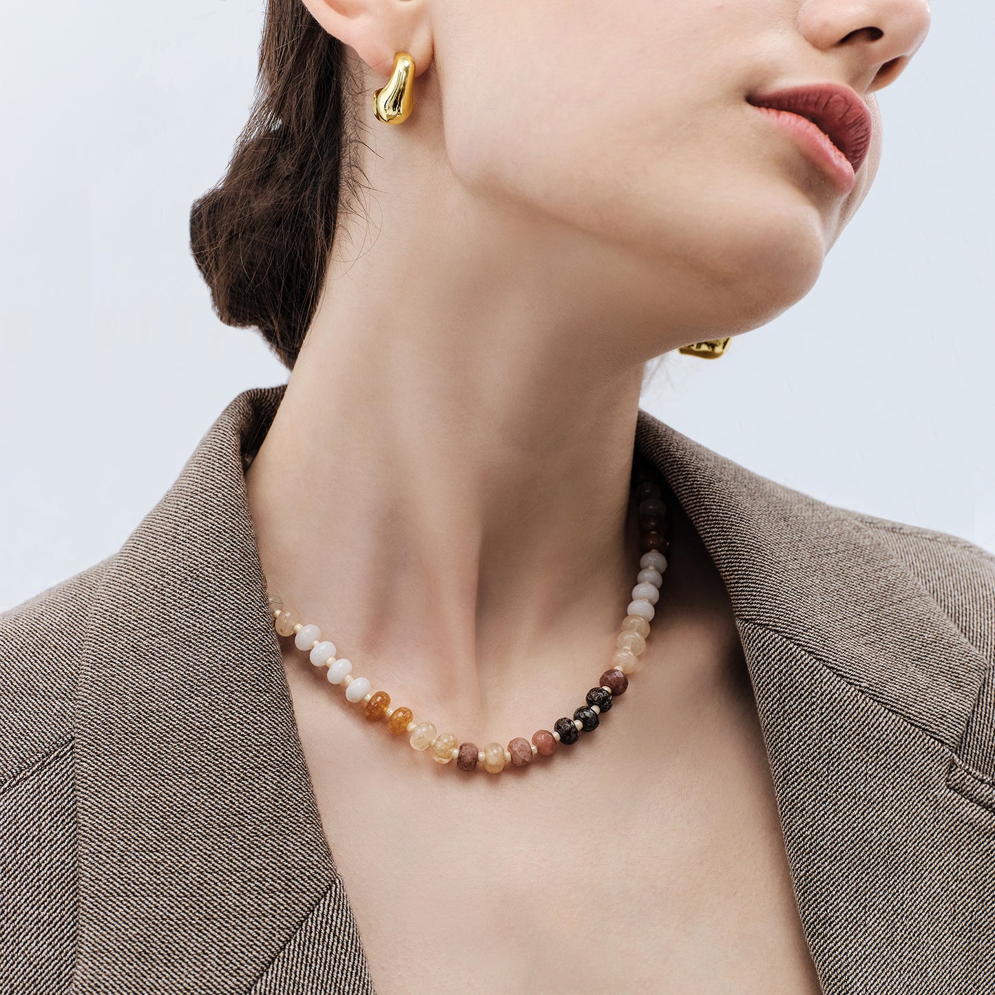 KissYan Colorful Gemstone Bead Boho Choker Natural Stone Necklaces