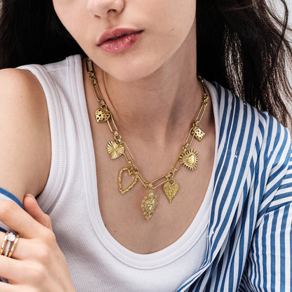 KissYan Chunky Love Heart Pendant Charm Necklace