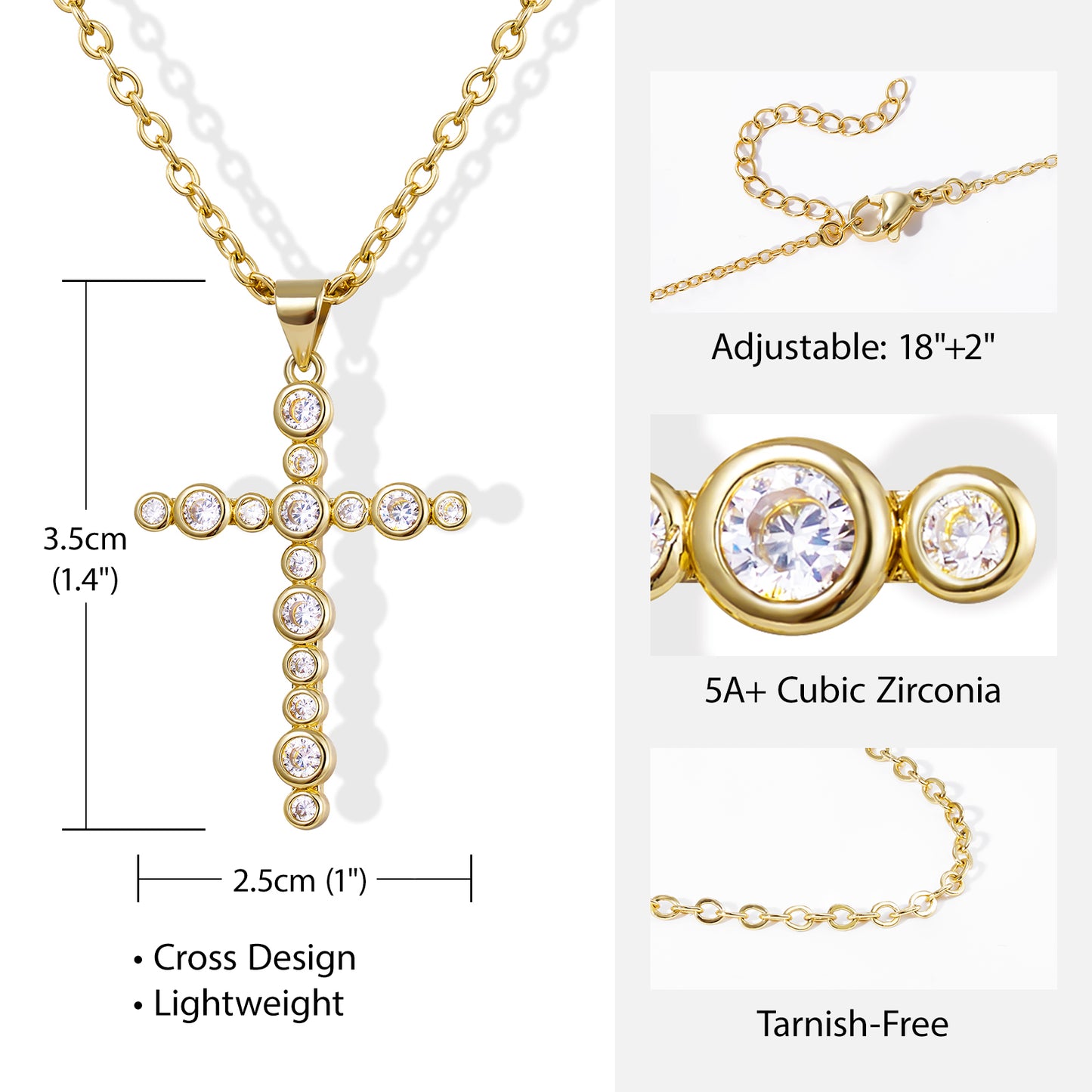 KissYan Cross Necklace Cubic Zirconia Faith Pendant