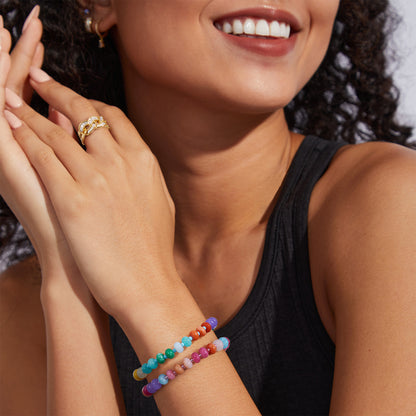 KissYan Beaded Bracelets Colorful Gemstone Boho