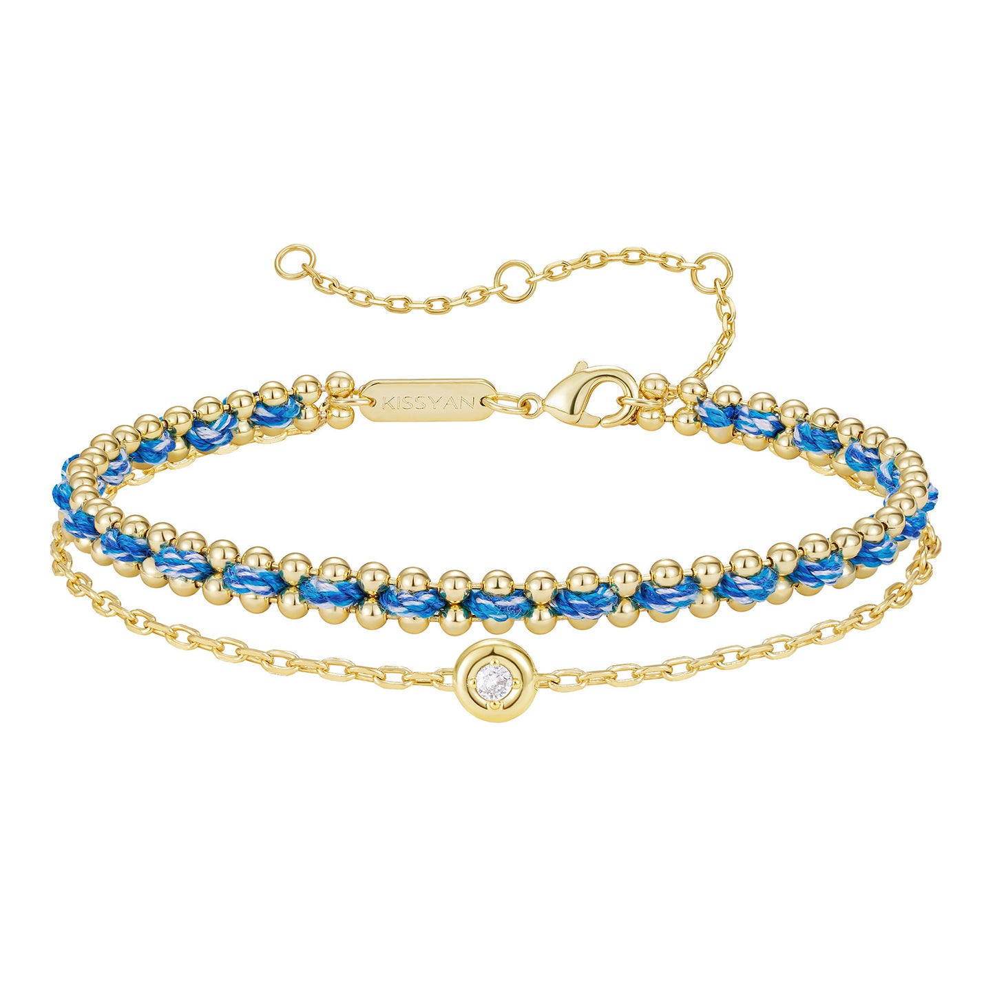 KissYan Adjustable Sports String  Stackable Bracelet 14K Gold Plated