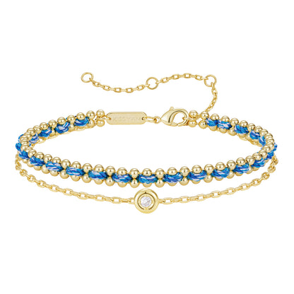 KissYan Adjustable Sports String  Stackable Bracelet 14K Gold Plated