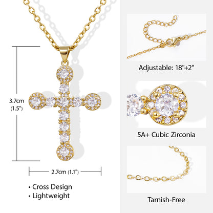 KissYan Cross Necklace Cubic Zirconia Faith Pendant