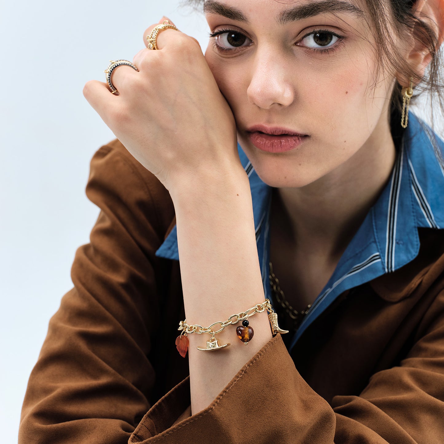 KissYan Cowgirl Charm Boot Horseshoe Turquoise Pendant Bracelets