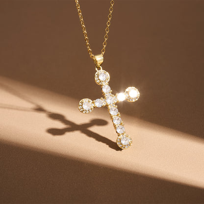 KissYan Cross Necklace Cubic Zirconia Faith Pendant