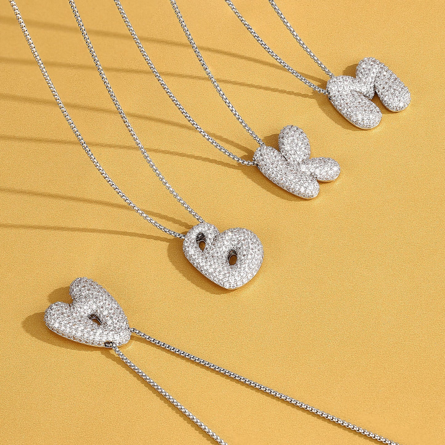 KissYan Bubble Letter Necklace, 14K Gold Plated Balloon Initial Pendant Box Chain Necklace Dainty Pave CZ Jewelry Gift for Women